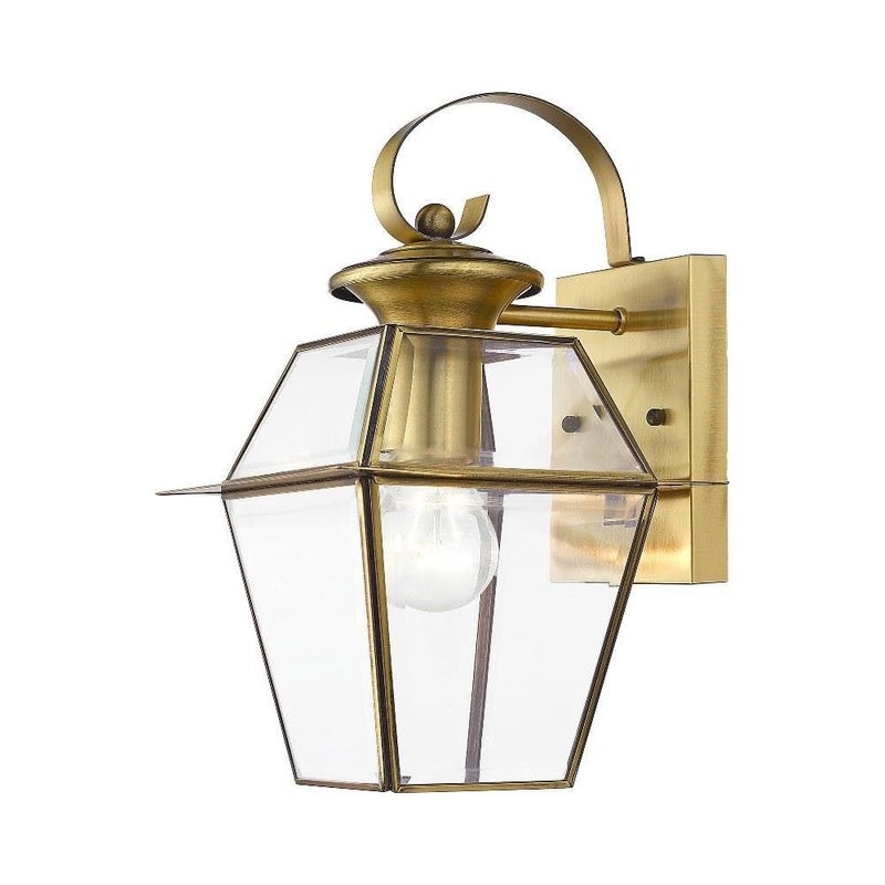 Livex Lighting 2181-01 Westover 1-Light Outdoor Wall Lantern, Antique Brass - Image 1